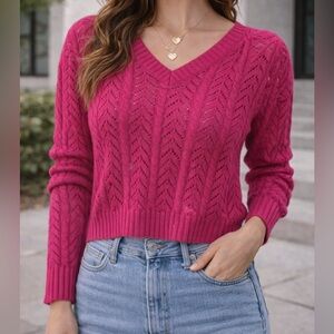 Jessica Simpson Pink Twist Back Knit Sweater Women’s Small Long Sleeve S Small